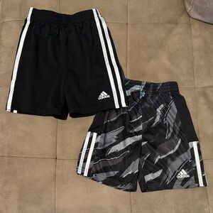 adidas Kids 2-Pack Black & Gray Athletic Shorts with Stripes